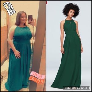 High-Neck Chiffon Bridesmaid Dress w/ Keyhole